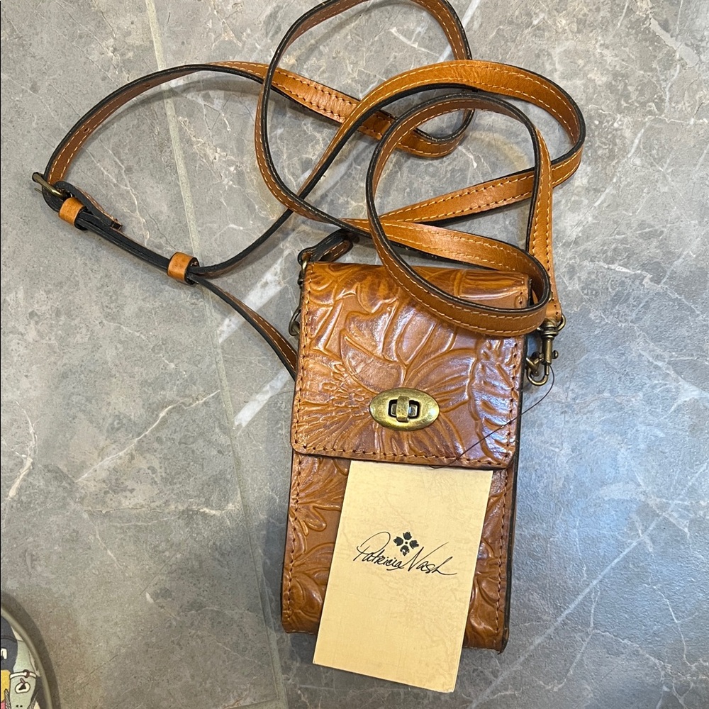 Patricia Nash Vintage Style Brown Leather Crossbody Bag